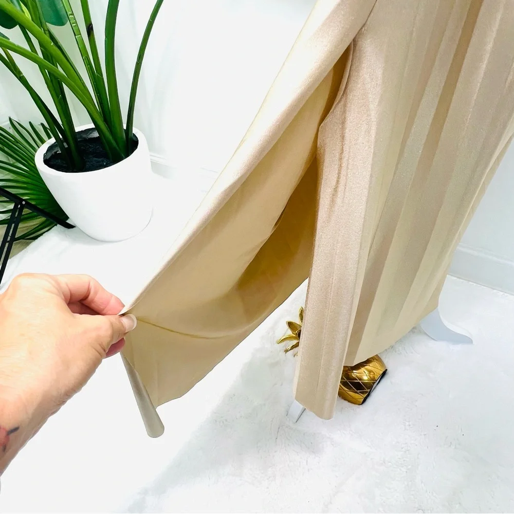 DELFI COLLECTIVE Solie Dress Pleated One Shoulder Champagne Gold Size XS - Picture 9 of 16